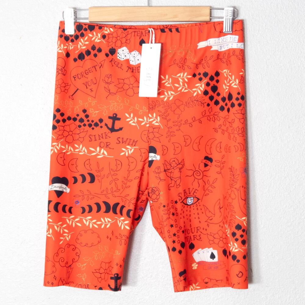 Dauphinette Bike Shorts Orange Size L Athleisure Crafty Characters Print